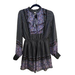 Accuracy A La Plage Bohemian Ruffled Bishop Sleeve Mini Dress Size S